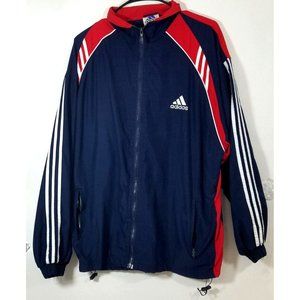 Adidas boys size 15 windbreaker jacket blue and red full zip vintage